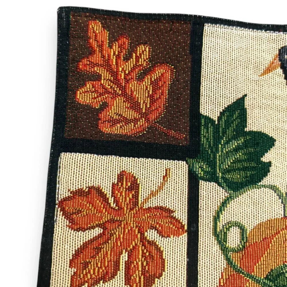 Vintage Fall Tapestry Placemats Lot of 2 Pumpkin Raven Autumn